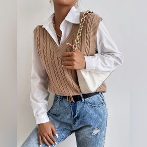 Cable Knit Sweater Vest Without Blouse